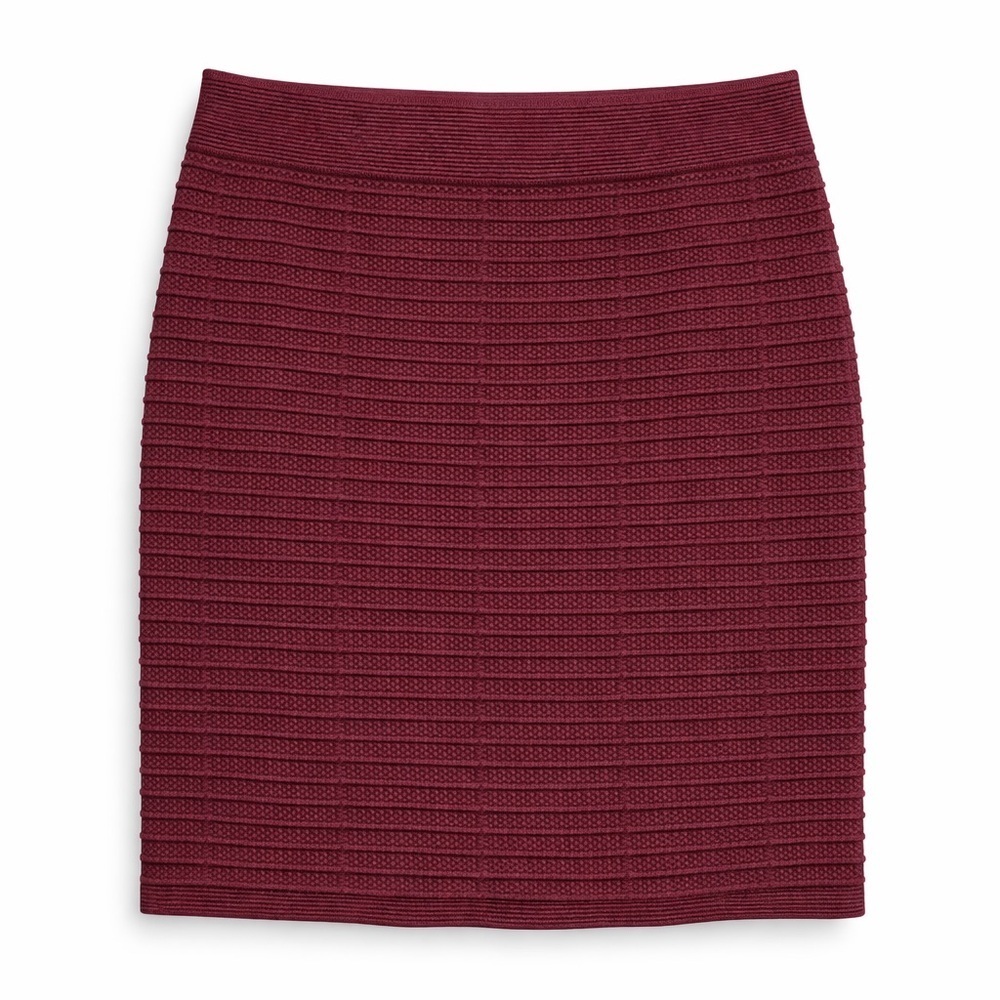 LOFT Petite Rich Burgundy Textured Knit Pencil Skirt (069)